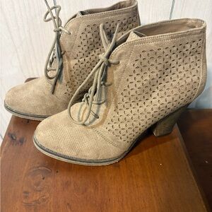 MIA Tan Lace-Up Ankle Booties